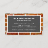 Carte De Visite Construction maçonnerie briques rouges Mur brique (Dos)