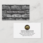Carte De Visite Construction maçonnerie de mur de ciment (Devant / Derrière)