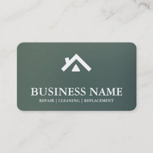 Carte De Visite Construction Maison Toit Logo Immobilier Vert