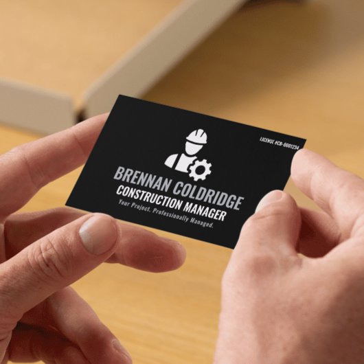 Carte De Visite Construction Manager Minimalist Black & White Pro