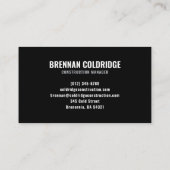 Carte De Visite Construction Manager Minimalist Black & White Pro (Dos)