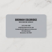 Carte De Visite Construction Manager Modern Black and Grey (Dos)