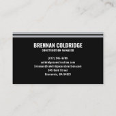Carte De Visite Construction Manager Modern Black & Silver (Dos)