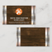 Carte De Visite Construction | Matériel | Rivets en métal bois (Devant / Derrière)