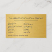 Carte de visite Construction Mécanique Or Bleu Mar (Dos)