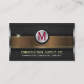Carte De Visite Construction Métal encadré Monogramme Golden Strip (Devant)
