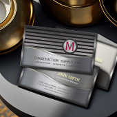 Carte De Visite Construction Métal encadré Monogramme Métal Argent