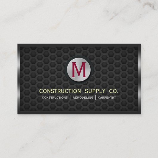 Carte De Visite Construction Métal encadré Monogramme Métal foncé (Devant)