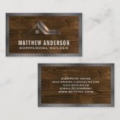 Carte De Visite Construction | Métal plaqué diamant de bois (Devant / Derrière)