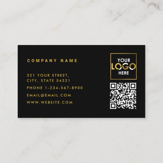 Carte De Visite Construction Metal QR Code Black Metallic Gold (Dos)