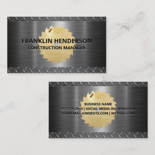 Carte De Visite Construction | Metallique | Bois (Devant / Derrière)