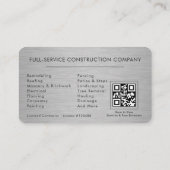 Carte De Visite Construction métallique de bâtiments Code QR Argen (Dos)