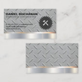 Carte De Visite Construction | Métallique | Hammer de scie | Acier (Devant / Derrière)