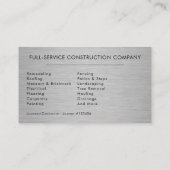 Carte De Visite Construction métallique industrielle de luxe (Dos)