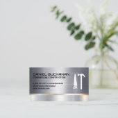 Carte De Visite Construction | Métallique | Logo du marteau de sci (Debout devant)