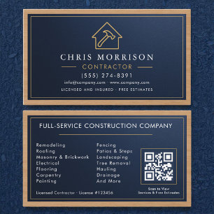 Carte De Visite Construction métallique Navy Blue Or Bois