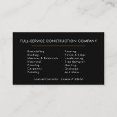 Carte De Visite Construction métallique Or Noir (Dos)