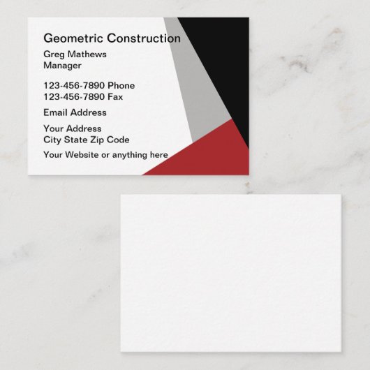Carte De Visite Construction moderne (Devant / Derrière)
