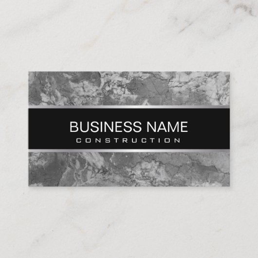 Carte De Visite Construction moderne Black & Marbre blanc Texture (Devant)
