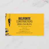 Carte De Visite Construction Moderne | Conception Yellow & Crane (Dos)