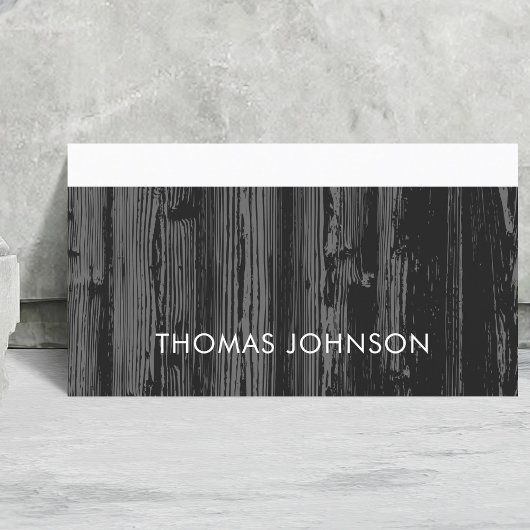 Carte De Visite Construction moderne élégante en bois gris foncé