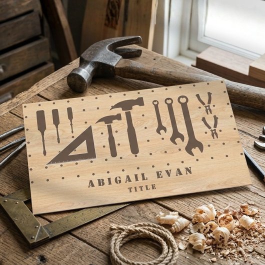 Carte De Visite Construction Moderne en Bois Véritable Outils de M