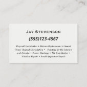 Carte De Visite Construction moderne Handman Bois de menuiserie (Dos)