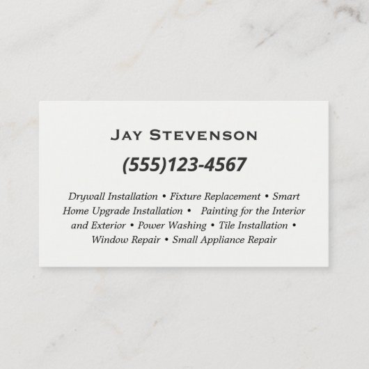 Carte De Visite Construction moderne Handman Bois de menuiserie (Dos)