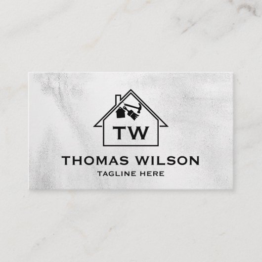 Carte De Visite Construction moderne Handyman Carpenter Outils Bus (Devant)