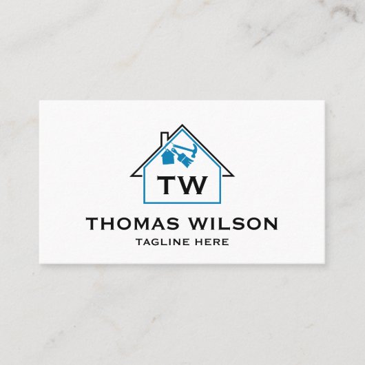 Carte De Visite Construction moderne Handyman Carpenter Outils Bus (Devant)