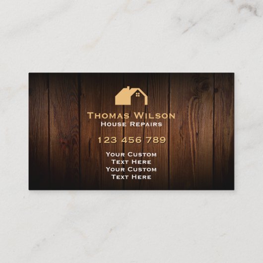 Carte De Visite Construction moderne Handyman Carpenter Roof Or (Dos)