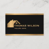 Carte De Visite Construction moderne Handyman Carpenter Roof Or (Devant)