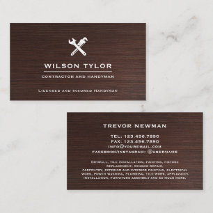 Carte De Visite Construction moderne Handyman Outils Bois