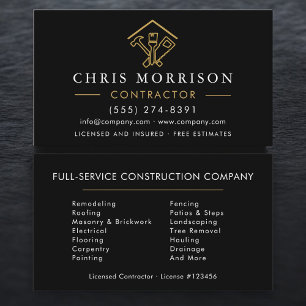 Carte De Visite Construction Moderne Noir et Or