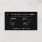 Carte De Visite Construction Moderne Noir et Or (Dos)