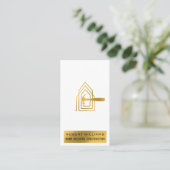 Carte De Visite Construction Moderne Or Blanc Maison Bâtiment Luxe (Debout devant)