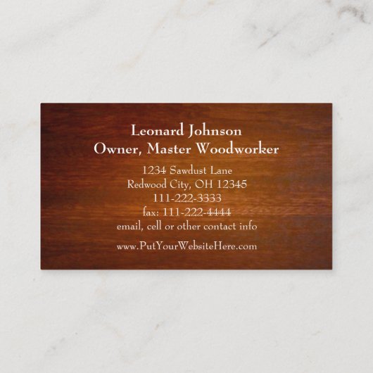 Carte De Visite Construction moderne simple de menuiserie de (Dos)