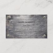 Carte De Visite Construction Monogramme Acier Logo Grunge Métal (Dos)