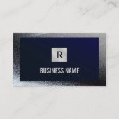 Carte De Visite Construction Monogramme Bleu Métal Bordure (Devant)