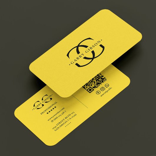 Carte De Visite Construction Monogramme Logo G Jaune Moderne