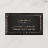 Carte De Visite Construction Monogramme Métal encadré Cuir foncé (Dos)