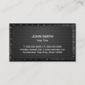 Carte De Visite Construction Monogramme Métal foncé encadré Modern (Dos)