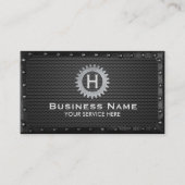 Carte De Visite Construction Monogramme Métal foncé encadré Modern (Devant)