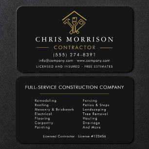 Carte De Visite Construction Noir & Or 