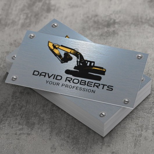 Carte De Visite Construction Opérateur d'équipement lourd Métal bl