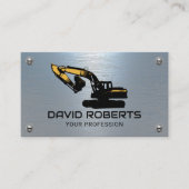 Carte De Visite Construction Opérateur d'équipement lourd Métal bl (Devant)