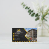Carte De Visite Construction Or Moderne Noir Et Or (Debout devant)