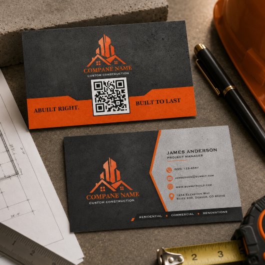 Carte De Visite Construction Or Moderne Noir Et Or