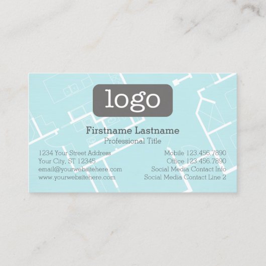 Carte De Visite Construction ou architecte - Plan directeur et log (Dos)