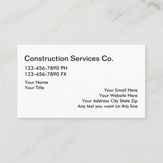 Carte De Visite Construction Ou Bâtiment cool (Dos)
